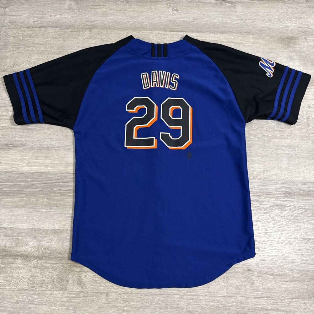 Ike Davis Jersey New York Mets Youth Large 14/16 Adidas Blue Raglan MLB